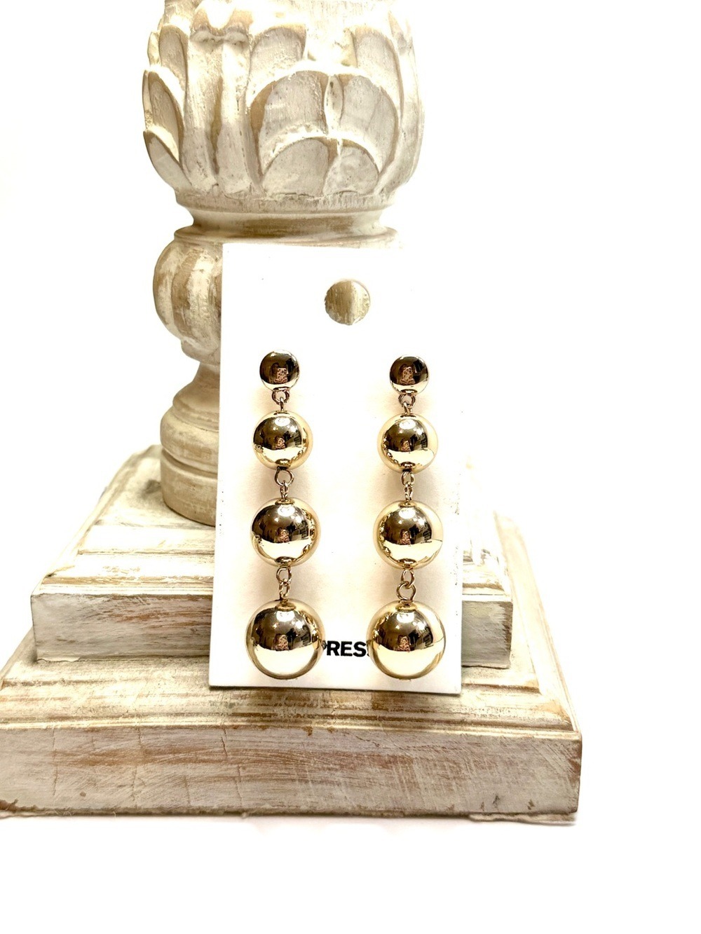 Express Gold Triple Ball Drop Earrings NWT